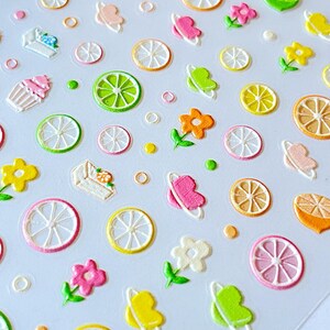 Lemon Pineapple French Tip Nail Stickers for Kids: 3D Self-Adhesive Nail Art image 10