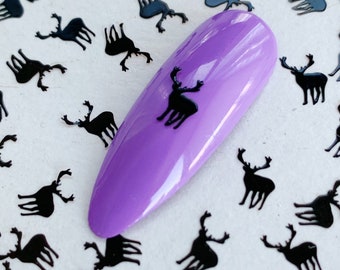 Black Metal Reindeer Nail Charms: Retro 3D Nail Art Supplies