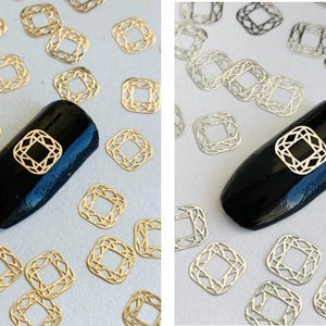 Gold / Silver Tone Hollow Frames, Frame Nail Decals, Floral Frame, Nail Decals 10/20/50 Pieces, Nail Art Charms Slice DIY Manicure Tool