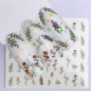 Nail Art Water Decals Stickers Transfers Spring Flowers Petals Leaves Floral Dried Flowers Nail Art Decorations Stickers