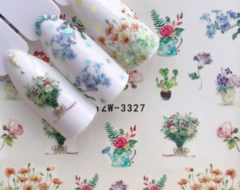 Floral Nail Art Water Decals: Spring Summer Flower Stickers