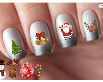 Calcomanías navideñas para uñas: pegatinas de agua para uñas