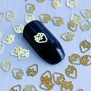 Gold Strawberry Metal Nail Charms: DIY Manicure Tool (10/20/50 Pieces)