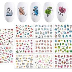 Nail Art Stickers Decals 3D Self-Adhesive Spring Flower Leaves Floral Nail Art Stickers Nail Wraps #996-1006