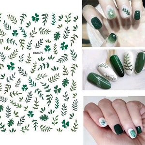 3D Green Leaf Leaves Self Adhesive Nail Art Decals Stickers Nail Tattoos DIY Nail Decoration #069