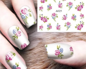 Rose Floral Nail Art Water Decals: Spring Summer DIY Decorations (A 003-057)