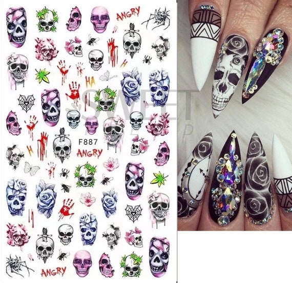 8 Sheets Snake Nail Art Stickers Decals Black Skull Goth Nail Decals  Designer Nail Art Supplies 3D Gothic Punk Horror Butterfly Flame Moon Stars  Rose Nail Sticker for Women Manicure Decoration Sticker