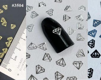 3D Diamond Nail Charms: Gold, Silver, Black Nail Art Decals (10/20/50 Pcs)