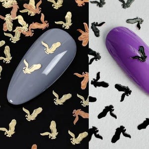 Eagle Nail Charms: Gold & Black Metal Animal Nail Decals