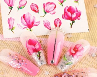 Floral Nail Art Water Decals: Flower Leaf Nail Stickers