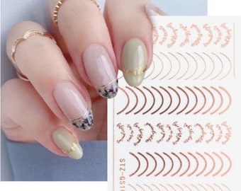 3D Metal Line Nail Art Stickers: Rose Gold, Silver, Gold