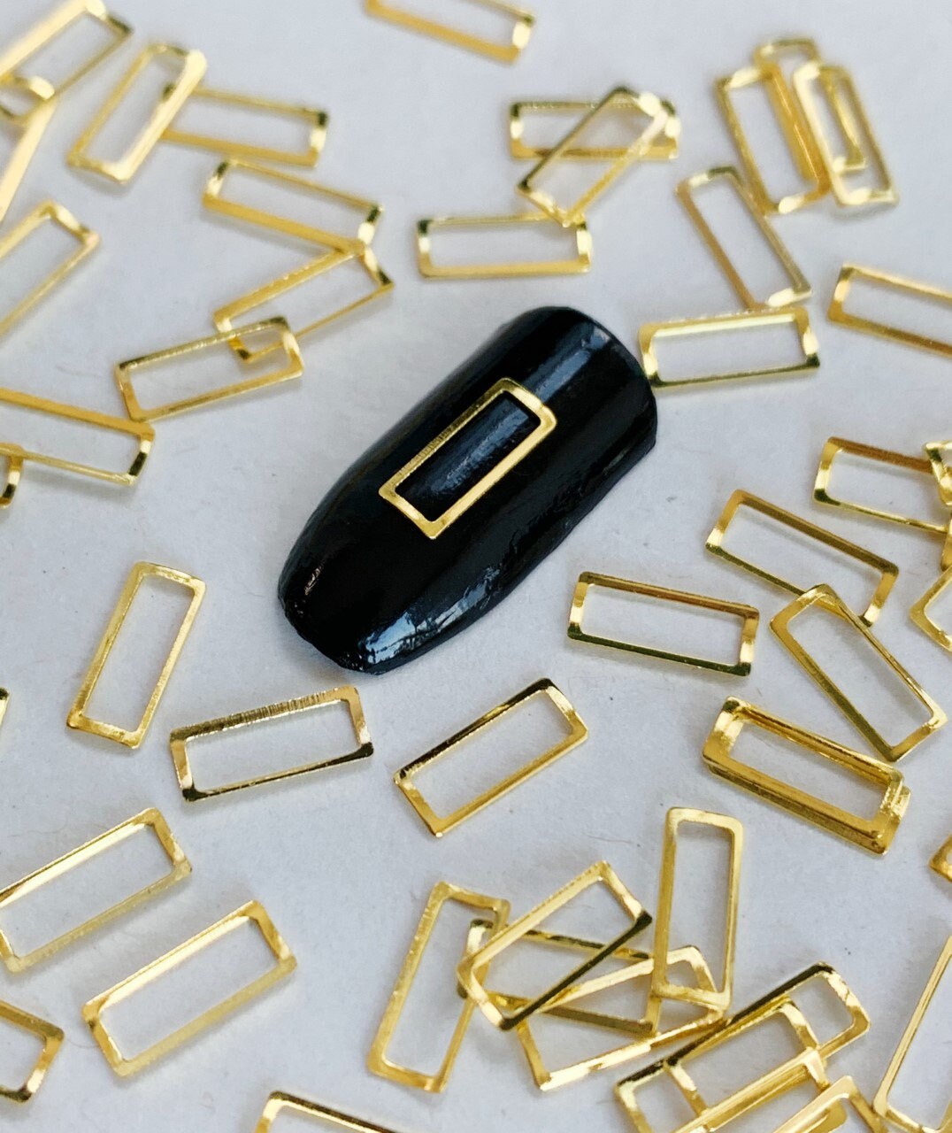 3d Rectangular Nails 3D Gold Rectangle Nail Decals: Kawaii Resin Charms - Etsy
