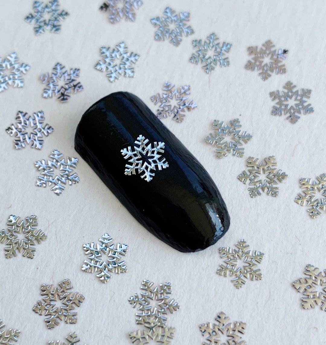 50Pcs Christmas Metal Snowflake Nail Charms Silver Nail Glitter