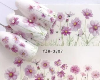 Floral Nail Art Water Decals: Spring Summer Pastel Flower Stickers