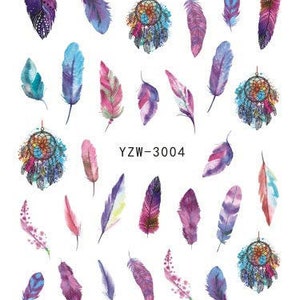 Nail Art Water Decals Stickers Transfers Feather Dreamcatcher - Etsy