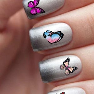 Colorful Butterfly Nail Decals: Water Slide Nail Art Stickers