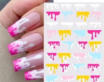 Wavy Swirl Nail Art Stickers: Spring Summer Paint Drips