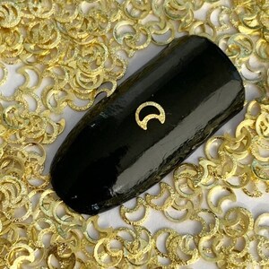 Gold Moon Nail Decals: Retro Metallic Nail Art Charms