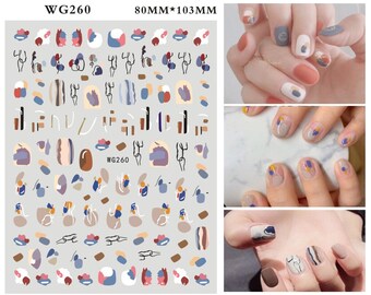 Abstract Swirl Nail Art Stickers: 3D Graffiti Self-Adhesive Decals