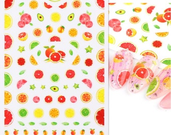 Fruit Nail Art Stickers: Self-Adhesive Summer Decals