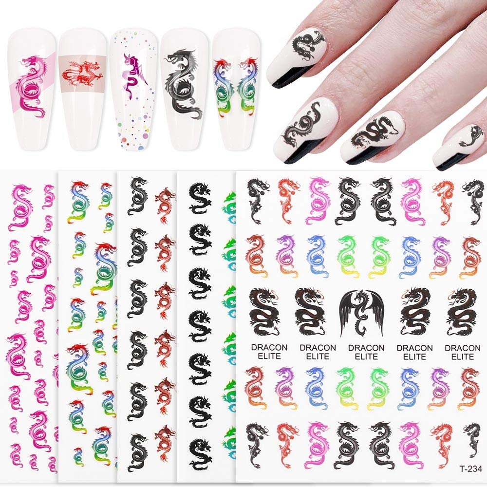 Nail Art Stickers 3D Self-Adhesive Decals Colorful Chinese | Etsy