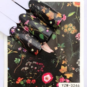 Nail Art Water Decals Spring Summer Water Effect Flowers Floral Vintage Oriental Style Nail DIY Designs Transfer Nail Wraps (3246-3257)