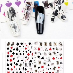 Poker Nail Art Stickers, Playing Cards Design Self Adhesive DIY Nail Stickers