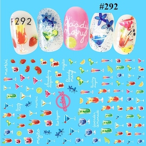 Stickers nail art cocktails : stickers 3D n° 292