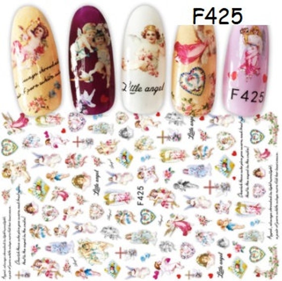 Angel Nail Stickers, 5 Sheets 3D Self Adhesive Angel Pattern Nail Art Decals  Baby Angel Love Rose Wings Heart Stickers for DIY Nail Art Decoration  Accessory : Amazon.in: Beauty