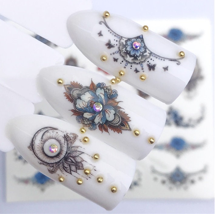 Lot De 3 Décalcomanies à Eau Pour Ongles - Motifs Fleurs STZ-367/371/368 - Neuf