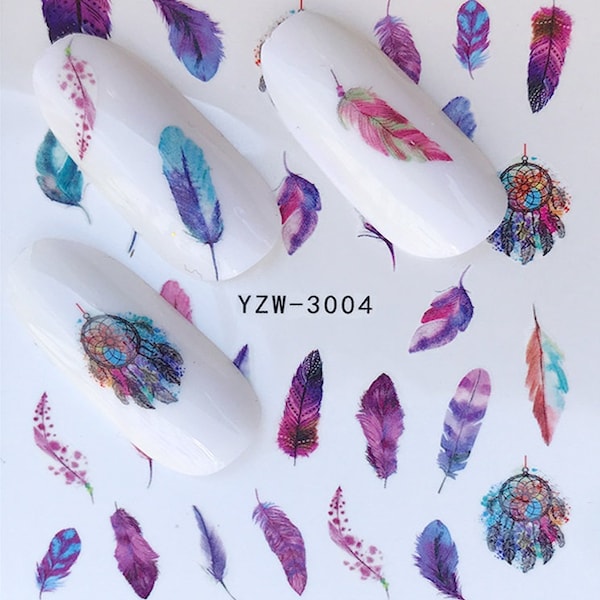 Nail Art Water Decals Stickers Transfers Feather Dreamcatcher DIY Nail Art Decorations (3004)