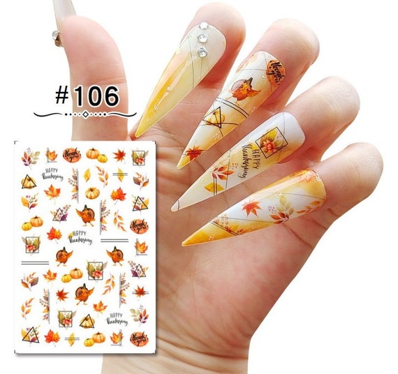 Watercolor Leaves Leaf Nail Stickers Decals Tree Leaves Ginkgo