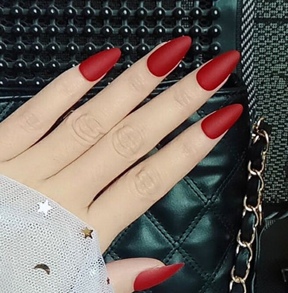 Top 86+ dark red nails matte latest