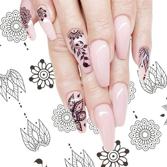 Flowers and Lace Nail Art with Nail Art Gems