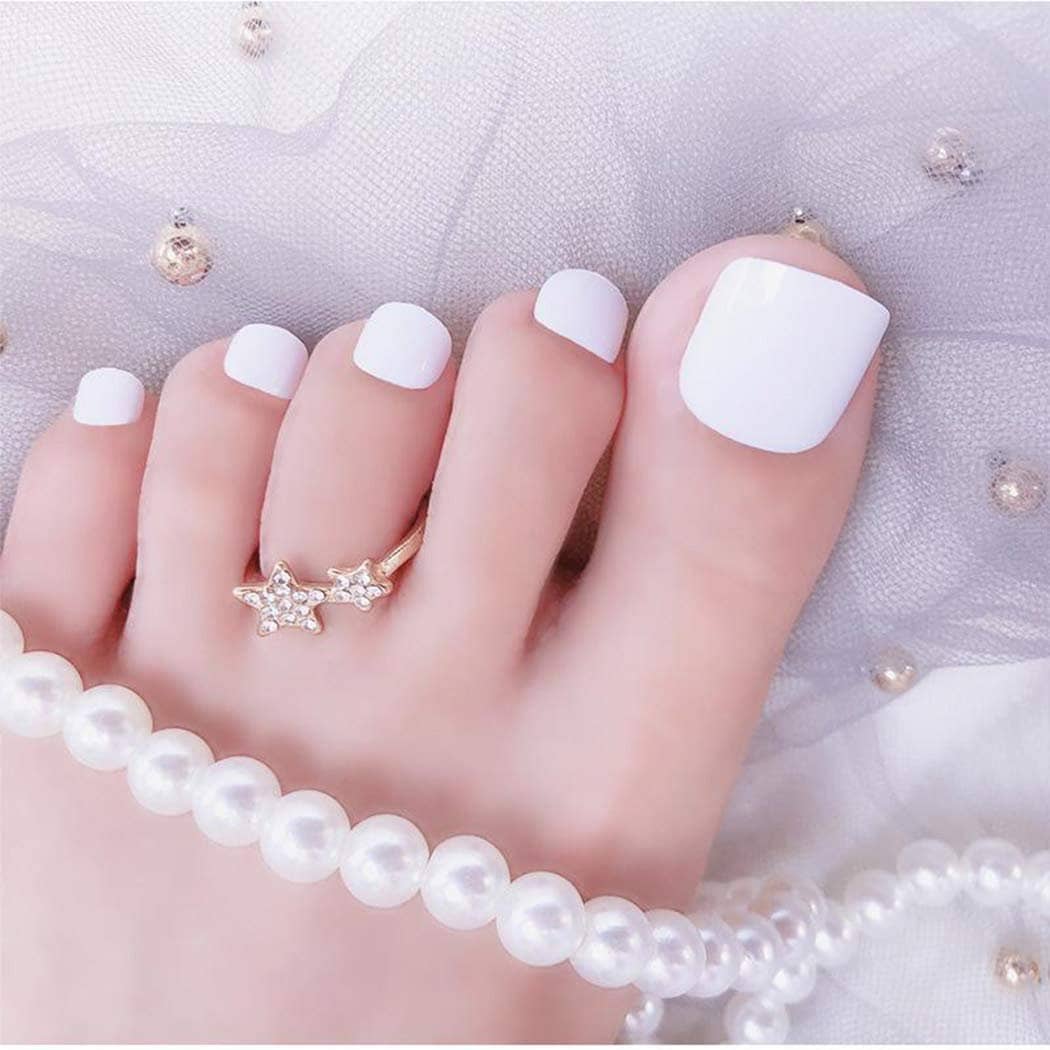 White Fake Toe Nail Press on Toenails Tips for Women 24pcs Etsy