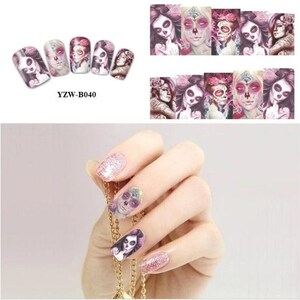 Nail Art Water Decals Transfers Halloween Bloody Hands Gothic Skull Lips Cuts Eyeball Scars Stitches Blood Stains Diy Nail Art