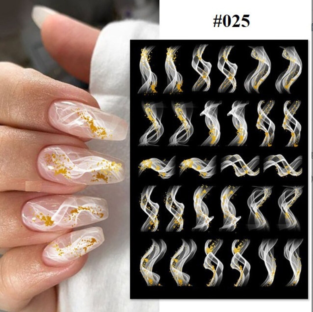 Wavy Sticker Abstract Wavy Swirls Nail Art Stickers: 3D Self-adhesive Decals - Etsy