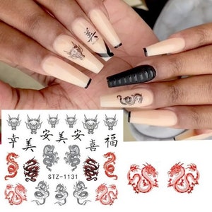 Nail Art Water Decals Stickers Transfers Chinese Snake Dragon - Etsy