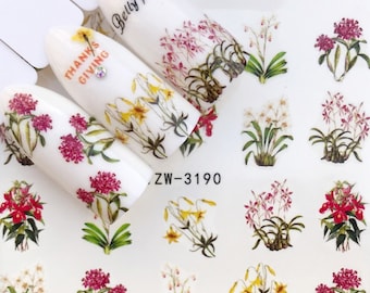 Floral Nail Art Water Decals: Spring Summer Flower Stickers