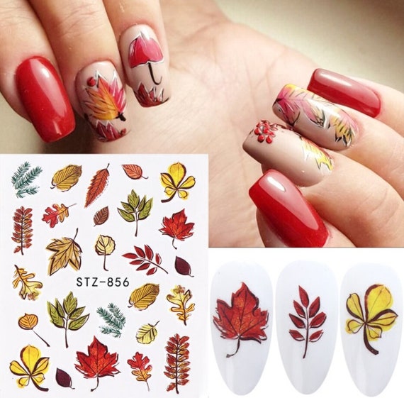 Leaves nail decals