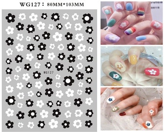 Black and White Flower Nail Art Stickers: DIY Nail Decals