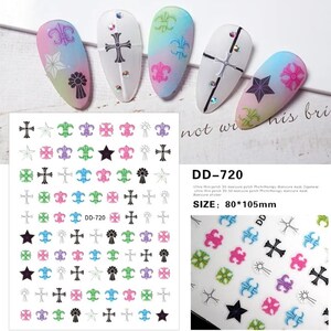 Nail Art Decals Self-Adhesive Stickers Croatia Punk Style Cross DIY Nail Art Decal #720