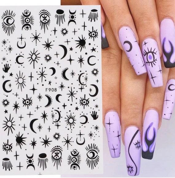 6 Sheets Gothic Nail Art Stickers Decal 3D Goth Horror Nail Art