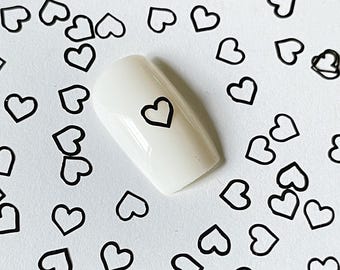 3D Black Hollow Heart Nail Charms: DIY Manicure Art - 10/20/50 Pcs #4576