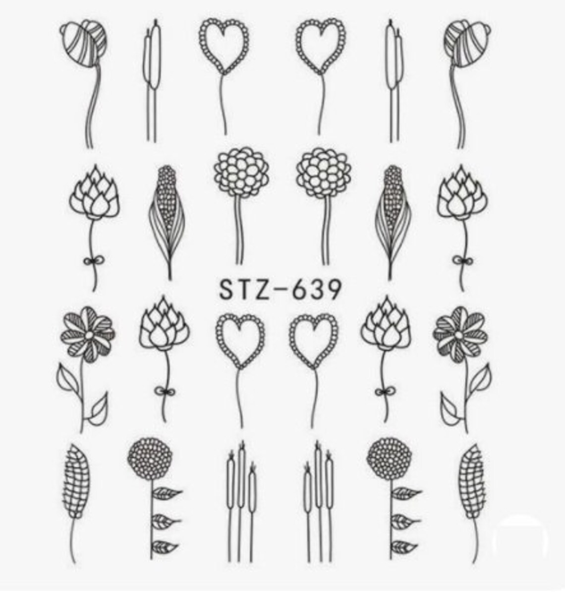 Nail Art Water Decals Stickers Spring Summer Black Floral Gems - Etsy