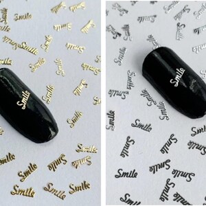 Metallic SMILE Nail Art Cabochons: Gold/Silver Kawaii Charms