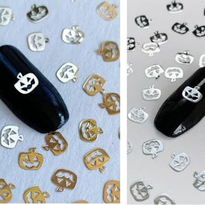 Halloween Pumpkin Nail Charms: Gold/Silver Metal Slices
