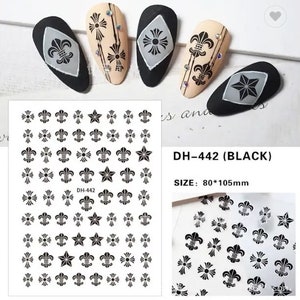 Nail Art Decals Self-Adhesive Stickers Black Cross DIY Nail Art Decal #442bk