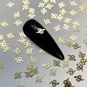 Gold Snake Nail Decals: Metal Nail Art Charms (10/20/50 pcs)