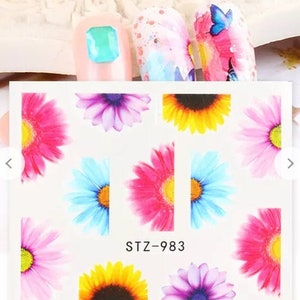 Nail Art Water Decals Stickers Daisy Floral Leaf Feather Nail Designs Stickers Nail Designs Transfer Sticker Nail Wraps 983